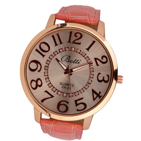 Relogio Feminino Gift Saat Clock Reloj Mujer Womens Fashion Numerals Golden Dial Leather Analog Quartz Watch 2017 - watchwomen