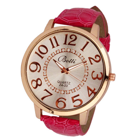 Relogio Feminino Gift Saat Clock Reloj Mujer Womens Fashion Numerals Golden Dial Leather Analog Quartz Watch 2017 - watchwomen