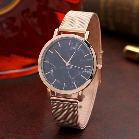 Women Watches 2017 New Brand Luxury Fashion Ladies Quartz Watch Clock Rose Gold Dress Casual Wristwatch Women Marble Surface - watchwomen
