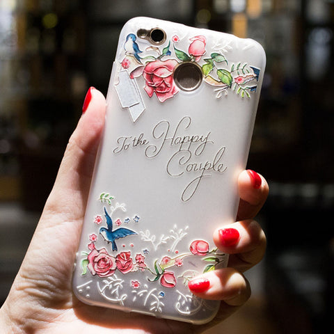 BROEYOUE Case For Xiaomi Redmi 4X 4A 5A 3 3S 3X 5 Plus Note 4 4X 5A 3 3D Relief Silicone Case Flower Matte Phone Cases Cover - watchwomen