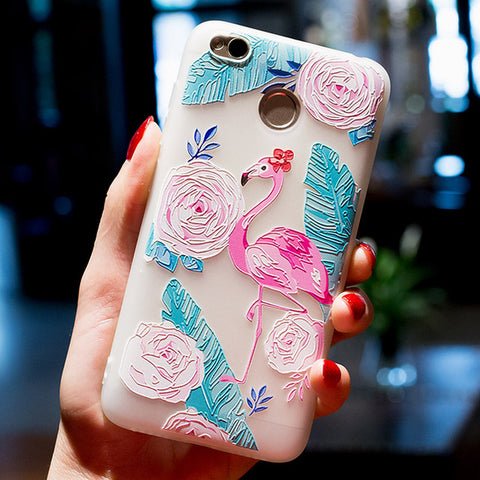 BROEYOUE Case For Xiaomi Redmi 4X 4A 5A 3 3S 3X 5 Plus Note 4 4X 5A 3 3D Relief Silicone Case Flower Matte Phone Cases Cover - watchwomen