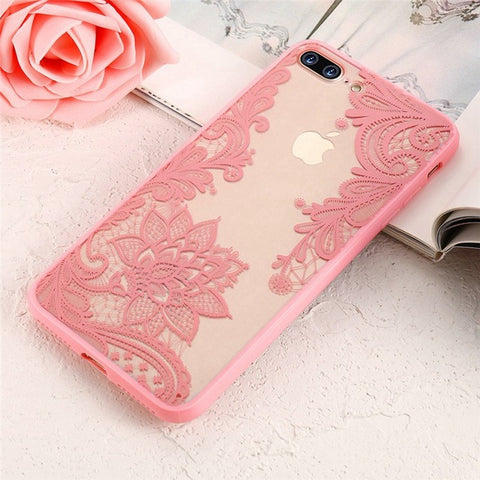 FLOVEME 3D Lace Flower Cover For iPhone 7 8 X iPhone 6 6S Plus Case 5S SE Phone Cases For iPhone 7 8 6 5S 5 X Accessory Coque - watchwomen