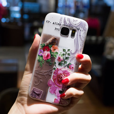 BROEYOUE Case For Samsung J5 J7 2017 6 A3 A5 A7 2017 J2 Prime J5 Prime J7 Prime Note 8 3 4 Relief TPU Flowers Animal Phone Cover - watchwomen
