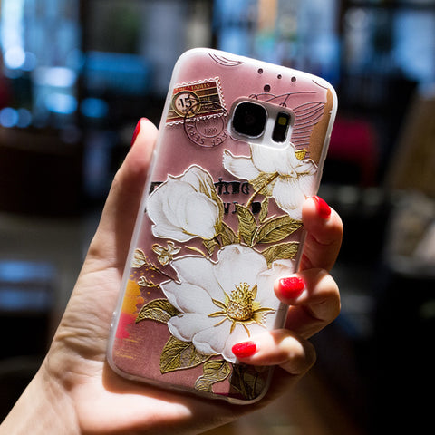 BROEYOUE Case For Samsung J5 J7 2017 6 A3 A5 A7 2017 J2 Prime J5 Prime J7 Prime Note 8 3 4 Relief TPU Flowers Animal Phone Cover - watchwomen