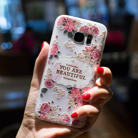 BROEYOUE Case For Samsung J5 J7 2017 6 A3 A5 A7 2017 J2 Prime J5 Prime J7 Prime Note 8 3 4 Relief TPU Flowers Animal Phone Cover - watchwomen