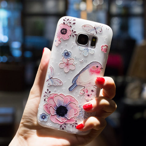 BROEYOUE Case For Samsung J5 J7 2017 6 A3 A5 A7 2017 J2 Prime J5 Prime J7 Prime Note 8 3 4 Relief TPU Flowers Animal Phone Cover - watchwomen