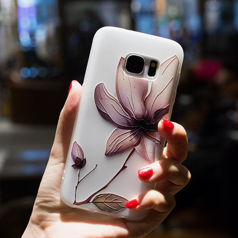 BROEYOUE Case For Samsung J5 J7 2017 6 A3 A5 A7 2017 J2 Prime J5 Prime J7 Prime Note 8 3 4 Relief TPU Flowers Animal Phone Cover - watchwomen