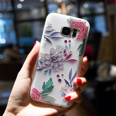 BROEYOUE Case For Samsung J5 J7 2017 6 A3 A5 A7 2017 J2 Prime J5 Prime J7 Prime Note 8 3 4 Relief TPU Flowers Animal Phone Cover - watchwomen