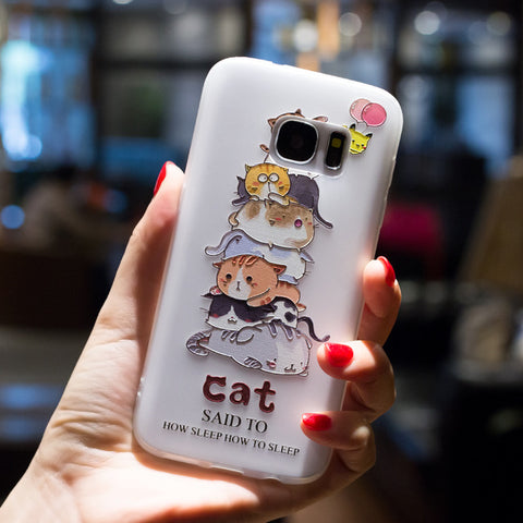 BROEYOUE Case For Samsung J5 J7 2017 6 A3 A5 A7 2017 J2 Prime J5 Prime J7 Prime Note 8 3 4 Relief TPU Flowers Animal Phone Cover - watchwomen
