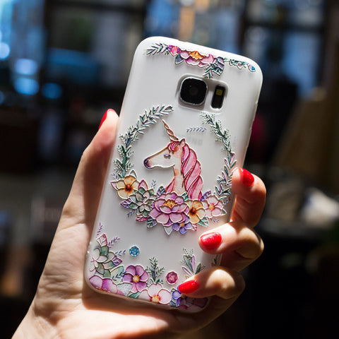 BROEYOUE Case For Samsung J5 J7 2017 6 A3 A5 A7 2017 J2 Prime J5 Prime J7 Prime Note 8 3 4 Relief TPU Flowers Animal Phone Cover - watchwomen