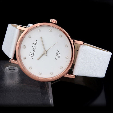 Montres Femmes 2018 Diamond Bracelet Watches Women Fashion PU Leather Wristwatch Men's Quartz Watch Woman Clock Relogio Feminino - watchwomen