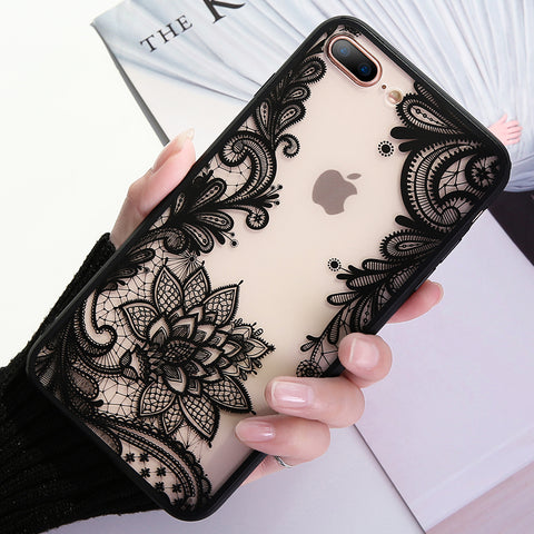 FLOVEME 3D Lace Flower Cover For iPhone 7 8 X iPhone 6 6S Plus Case 5S SE Phone Cases For iPhone 7 8 6 5S 5 X Accessory Coque - watchwomen