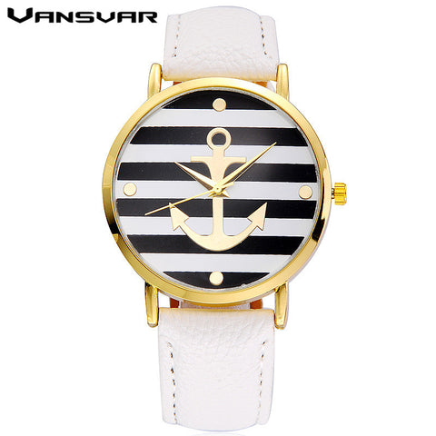 Vansvar Brand Fashion Leather strap Anchor Watches Casual Women Wristwatch Luxury Quartz Watch Relogio Feminino Gift 898 - watchwomen
