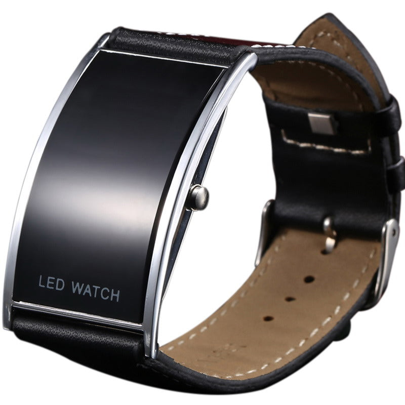 Hot Black Fashion LED Watch For Ladies Leather Bracelet Digital Wristwatches Women Boys Girls Unisex Luxury Brand sports Watch - watchwomen